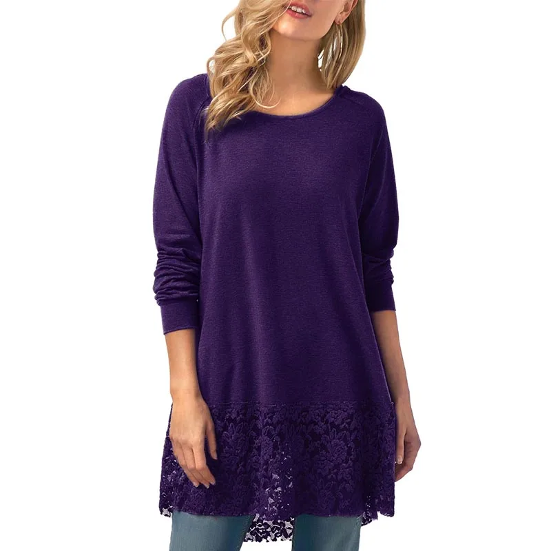 Fashion ZANZEA Women Hoodies Long Sleeve Lace Crochet Patchwork Solid Long Pullover Loose Work Shirt Hooded Blouse Plus Size