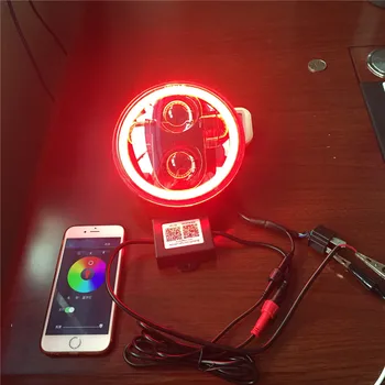 

5-3/4 RGB Multi-Color White Red Blue Green LED Halo Angel Eye Headlights 5.75 inch LED Projection moto for Harley Headlight