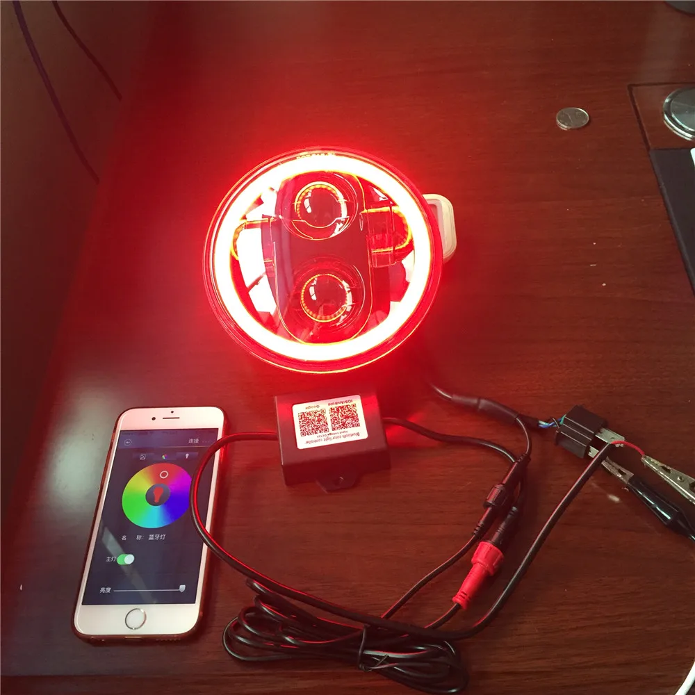  5-3/4 RGB Multi-Color White Red Blue Green LED Halo Angel Eye Headlights 5.75 inch LED Projection m - 32816633348