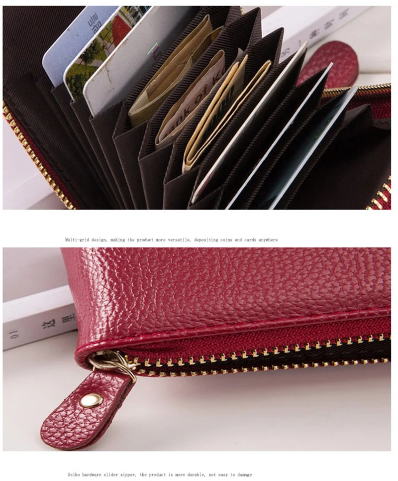 Кожаный бумажник с ремнем, мужской кошелек, держатель для карт, RFID Блокировка, карман на молнии, тонкий, гарантия качества