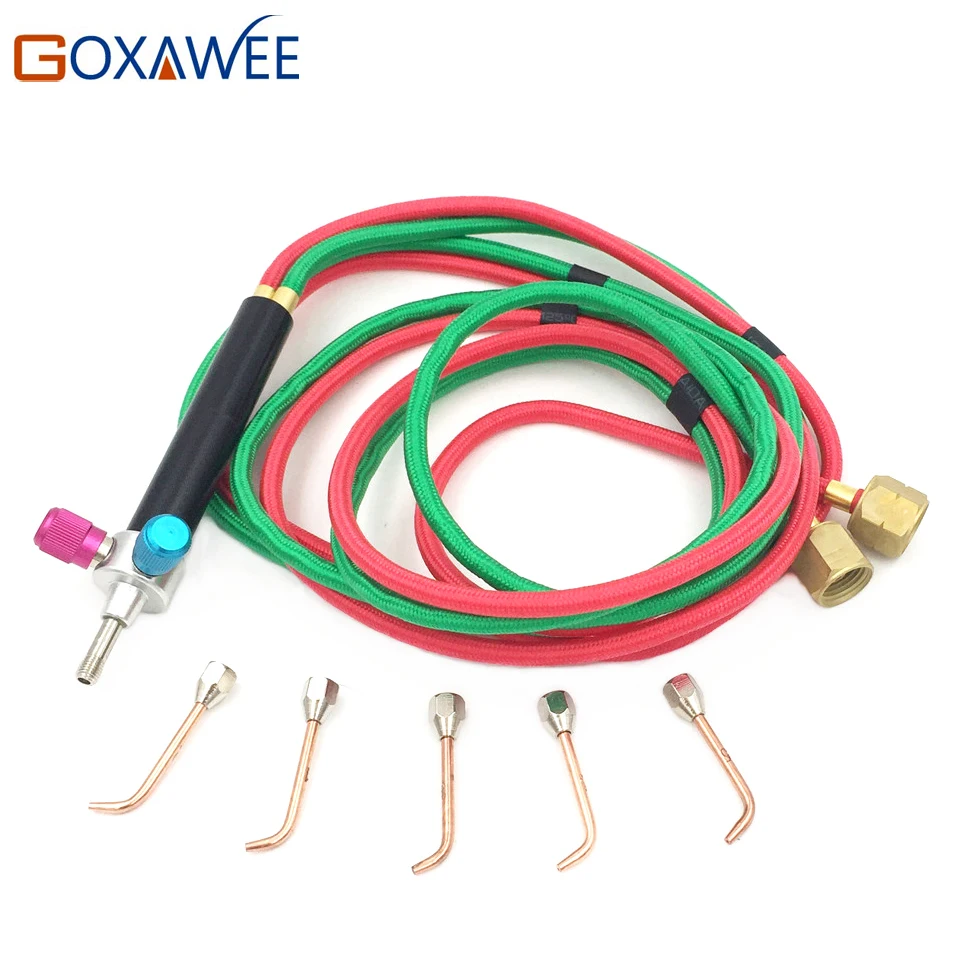 GOXAWEE Mini Gas Welding Torch with 5 Tips Oxygen & Acetylene Gas Torch