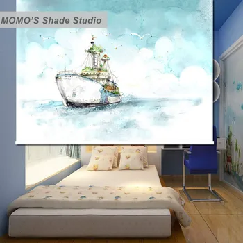 

MOMO Seaside Window Curtains Roller Shades Blinds Thermal Insulated Blackout Fabric Custom Size, Alice 66