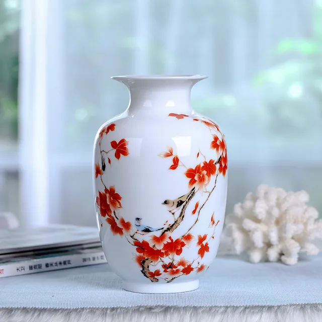 New Chinese Style Vase Jingdezhen Classical Porcelain Kaolin Flower Vase Home Decor Handmade Shining Famille Rose Vases 2
