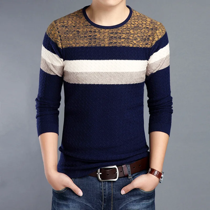 Повседневный мужской свитер, весенние мужские свитера, хлопковый свитер с круглым вырезом и длинными рукавами, мужские тонкие однотонные пуловеры, вязаный мужской свитер - Цвет: A1