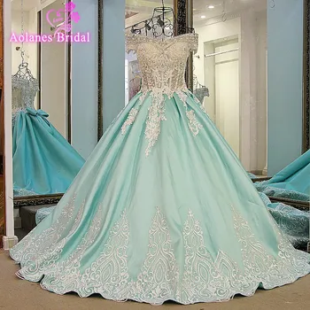 

AOLANES Real Photos robe de soiree evening dress Luxurious Prom gowns sequins crystals beads A Line formal dress party dress