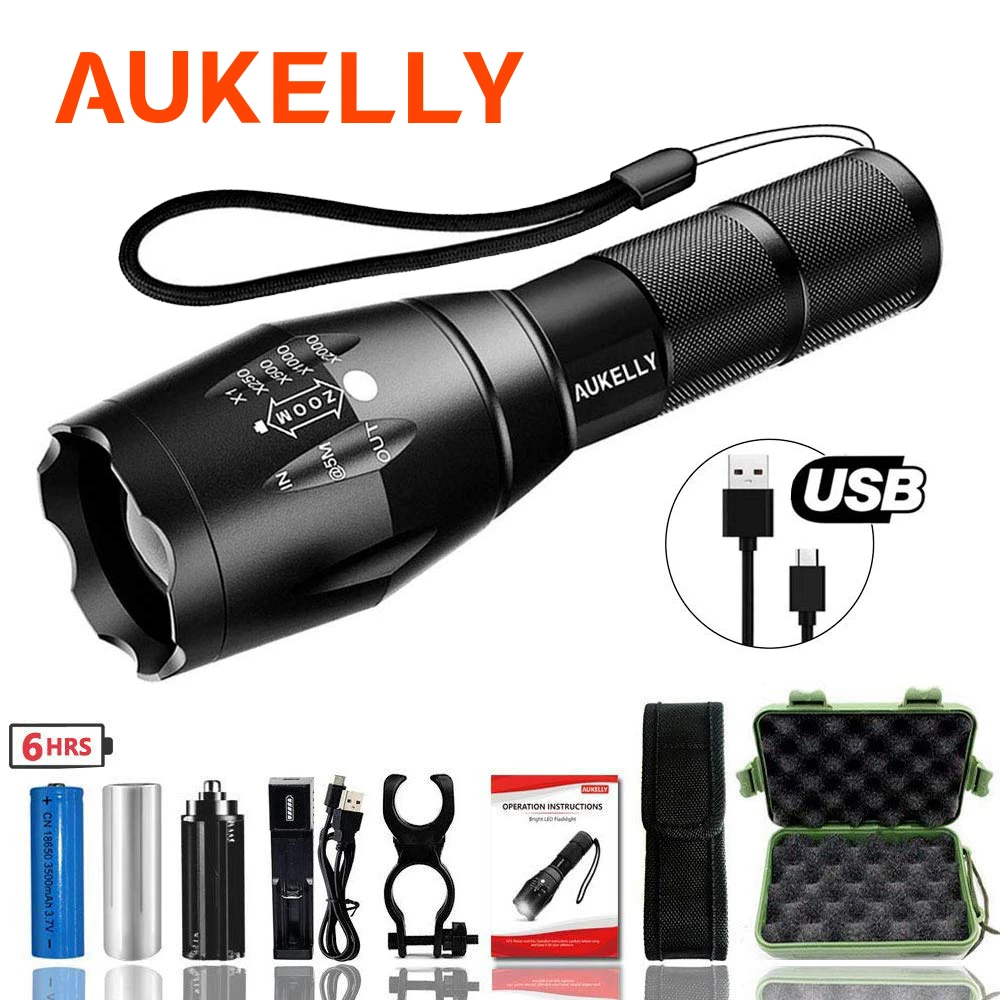 9000LM Spotlight Handheld T6 LED Flashlight 18650 Rechargeable Lamp Torch Hot 9000LM Spotlight Handheld T6 LED Flashlight 18650 Rechargeable Lamp Torch Hot
