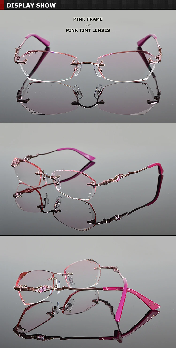 Chashma бренд Новая мода Корея без оправы алмазный сплав для женщин оправа с линзами при миопии цветные линзы очки для женщин