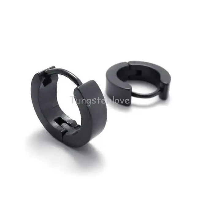 Good Value Promotion 316 Stainless Steel Black Round Huggie Hoop Promotion 316 Stainless Steel Black Round Huggie Hoop Earring Mens Hinged And Snap Earrings For Men