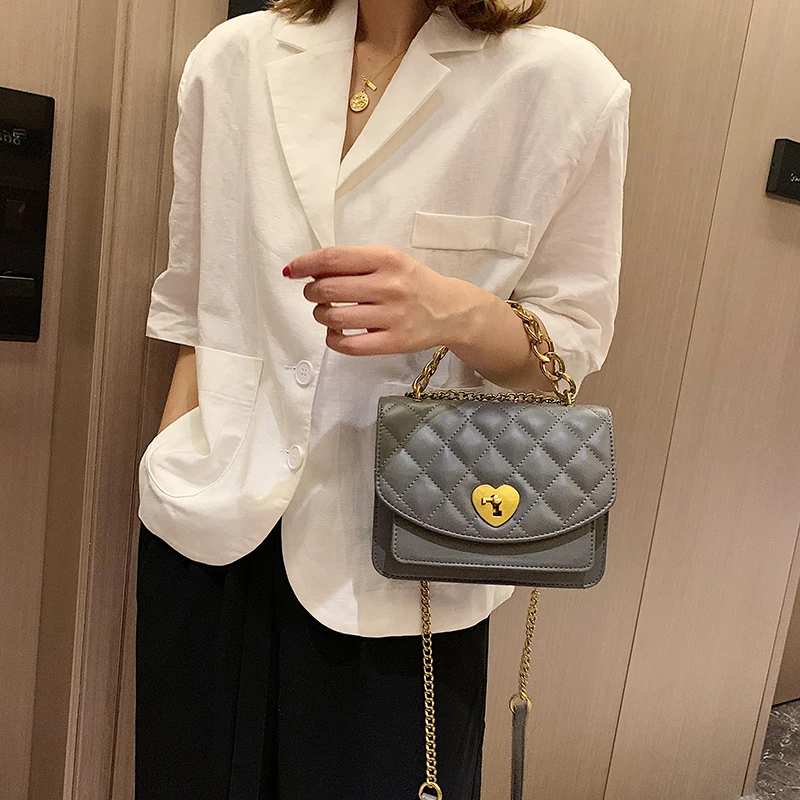 

Fashion square chain heart-shaped lock women bag luxury handbags women bags designer bags for women 2019 sac main femme