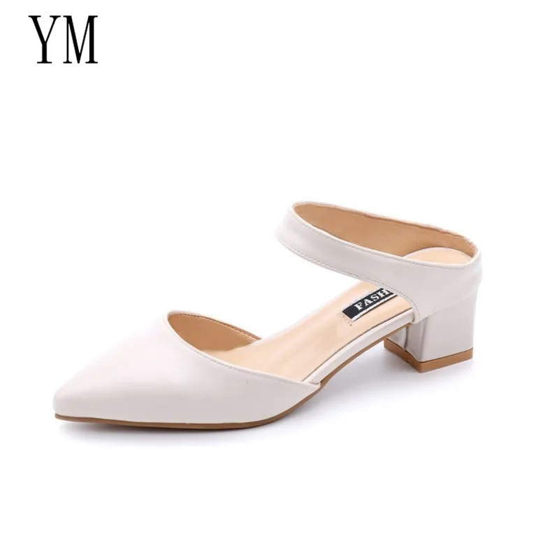 

Hot 2019 Spring New hollow coarse Sandals High-heeled Shallow Mouth Pointed Toe shoes Work shoes Women Female Sexy High heels