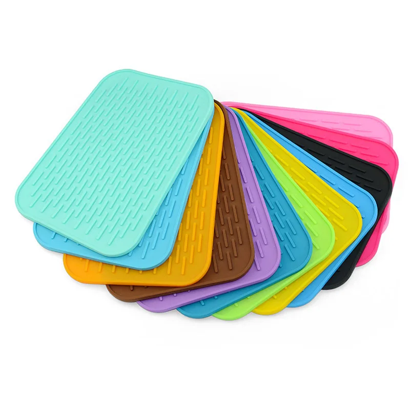 

1 pc Heat Resistant Can Opener Non-slip Mat Table Placemat Coaster Kitchen Sink Mat Dishes Cup Dry Mat Rack Silicone Pot Holder