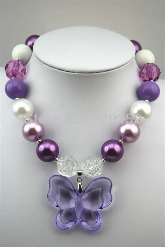 10pcs lot New arrival Purple Butterfly chunky necklaces