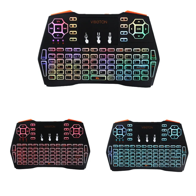 Best Offers Backlit 2.4Ghz Wireless Keyboard 3 Color Marquee Back Light Mini Keyboard for Raspberry Pi 3 Model B+ Android TV Box PC