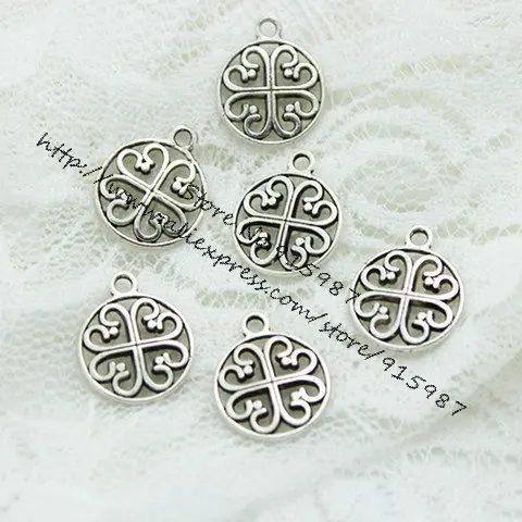 

Sweet Bell Wholeslae (60 pieces/lot) 15*18mm Antique Metal Alloy Round Double sided hollow Charms Jewelry Charms D0514