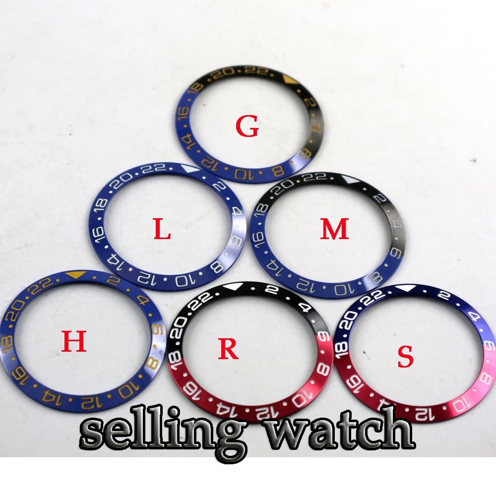 38mm Red Black Blue Green Ceramic bezel insert for 40mm submariner GMT automatic men's watch (19types)