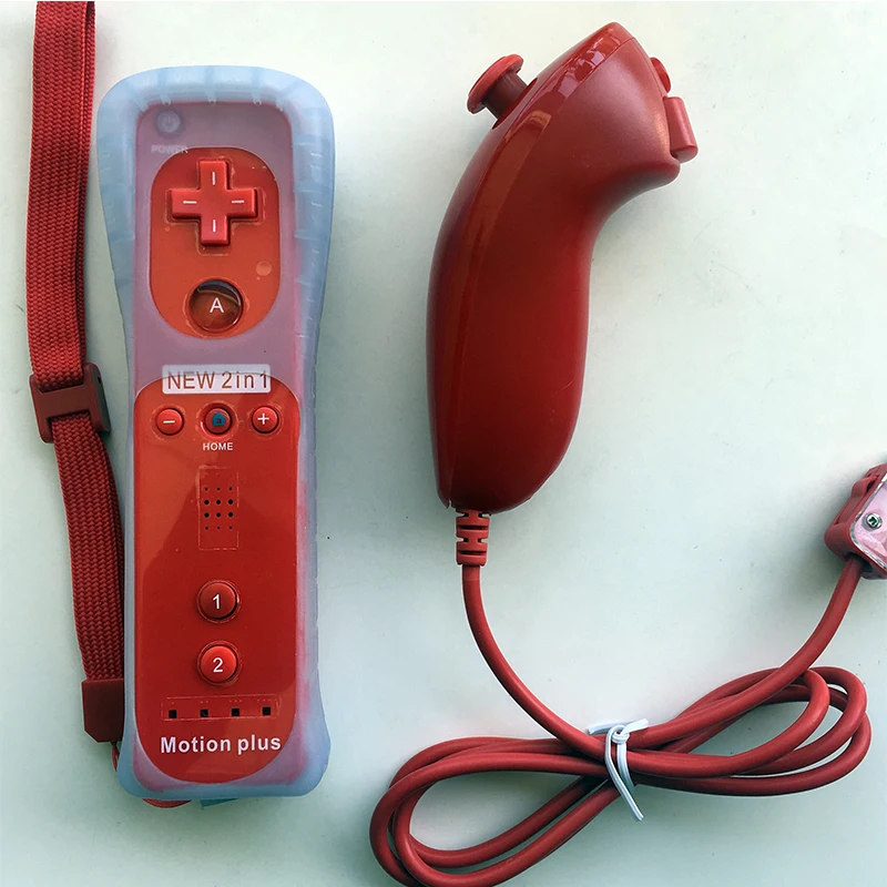 

2-in-1 Wireless Remote Controller+Nunchuk Control for Nintendo Wii Motion Plus game console with Silicone Case Accessories