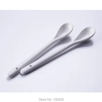 

10Pcs Kitchen Supply Ceramic spoons pure white bone china coffee spoon Tableware tea small spoon Kitchen Tools