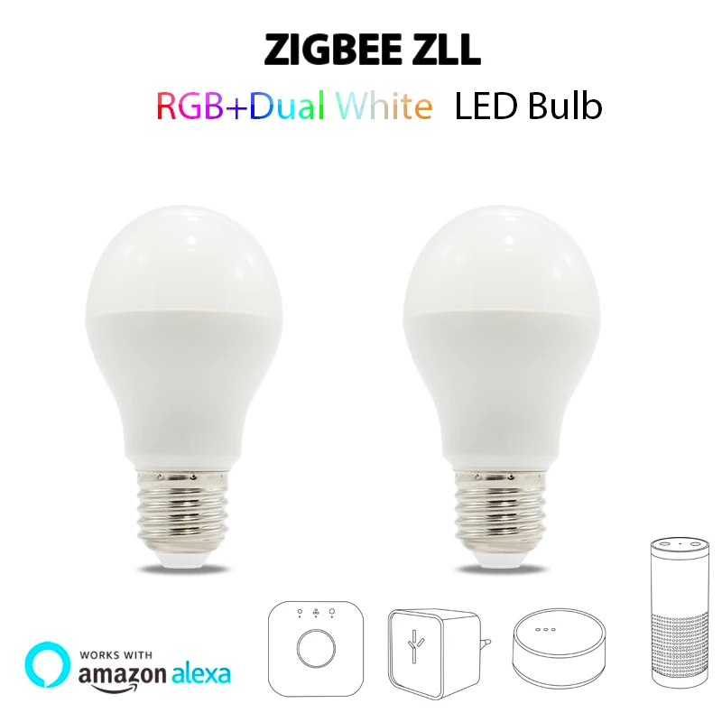 ZIGBEE AC100-240V 6 W светодиодная RGB Лампочка+ CCT двойной белый смартфон приложение Amazon Alexa голосового управления E27 лампа zigbee zll свет ссылка