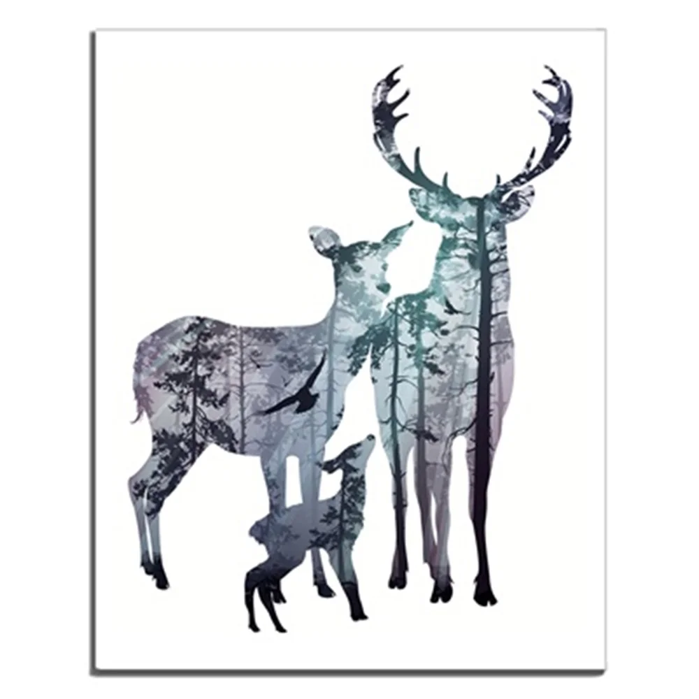 

Frameless Deer Nordic Abstract Fashion Simple Dreamy Canvas Oil Painting Poster Artworks Living Room Unique Gifts For Home Decor