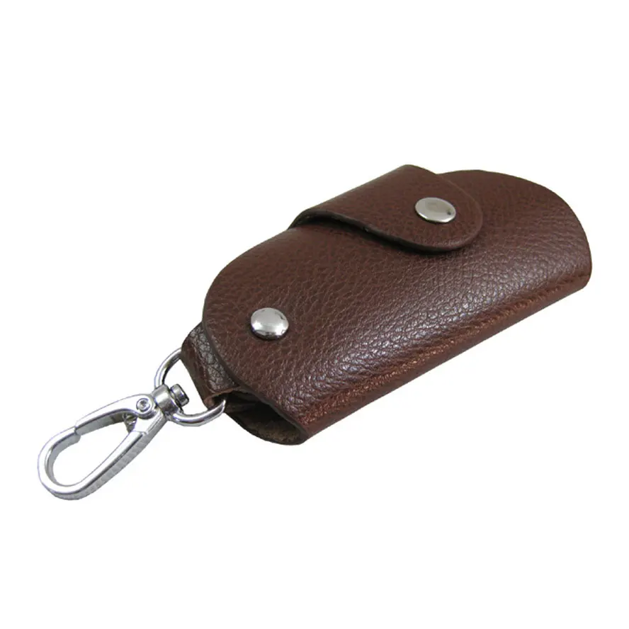 

Brown Leather Remote Smart Key Holder Fob + Keyring Car Key Case Bag Holder Cover Keychain Keyfob For Benz E S ML ILX MDX RDX TL