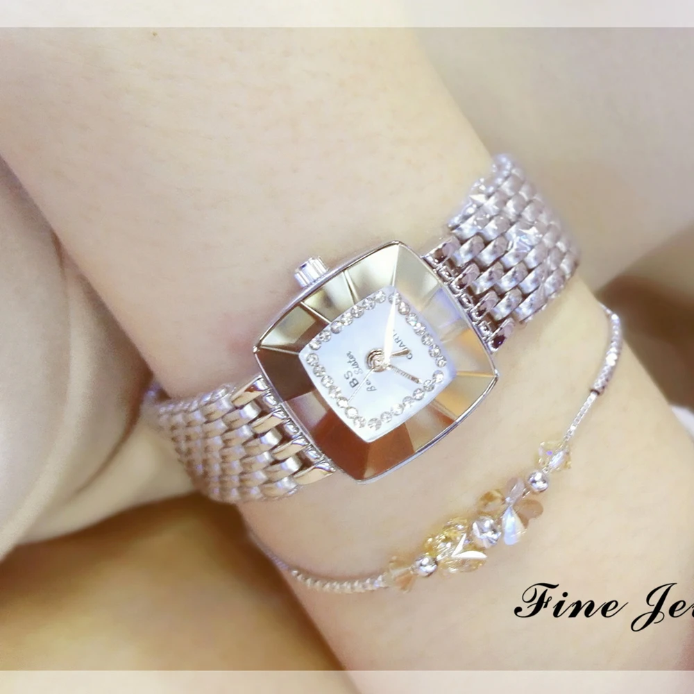 

Fashion Silver Quartz Watches Luxury lady Crystal Watch Women Dress Square dial Female Stainless Steel Strap Wristwatches Clock