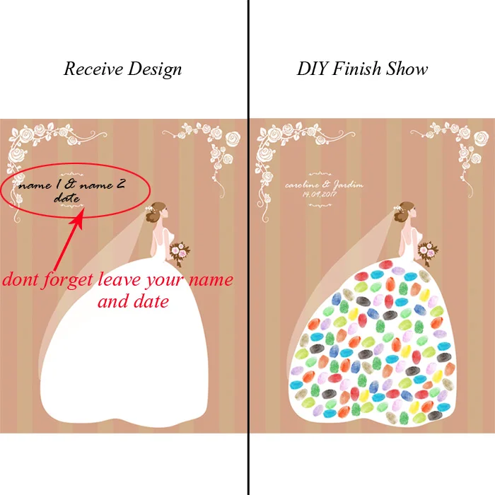 Свадебное платье невесты жениха Персонализация «сделай сам» отпечаток пальца гость книга для помолвки вечерние свадебные церемонии Гостевая книга с Inkpad - Цвет: HK032
