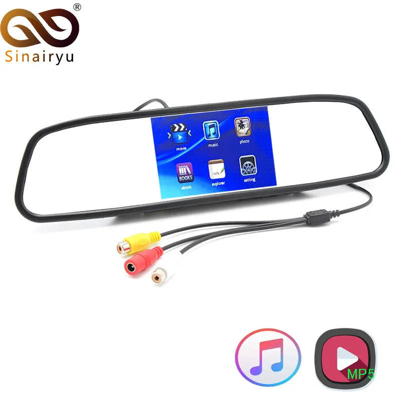 

Sinairyu 4.3" TFT LCD Color Car Mirror Monitor Screen with Remote Support 3CH Video Input MP5 USB SD Card For Rear View Camera