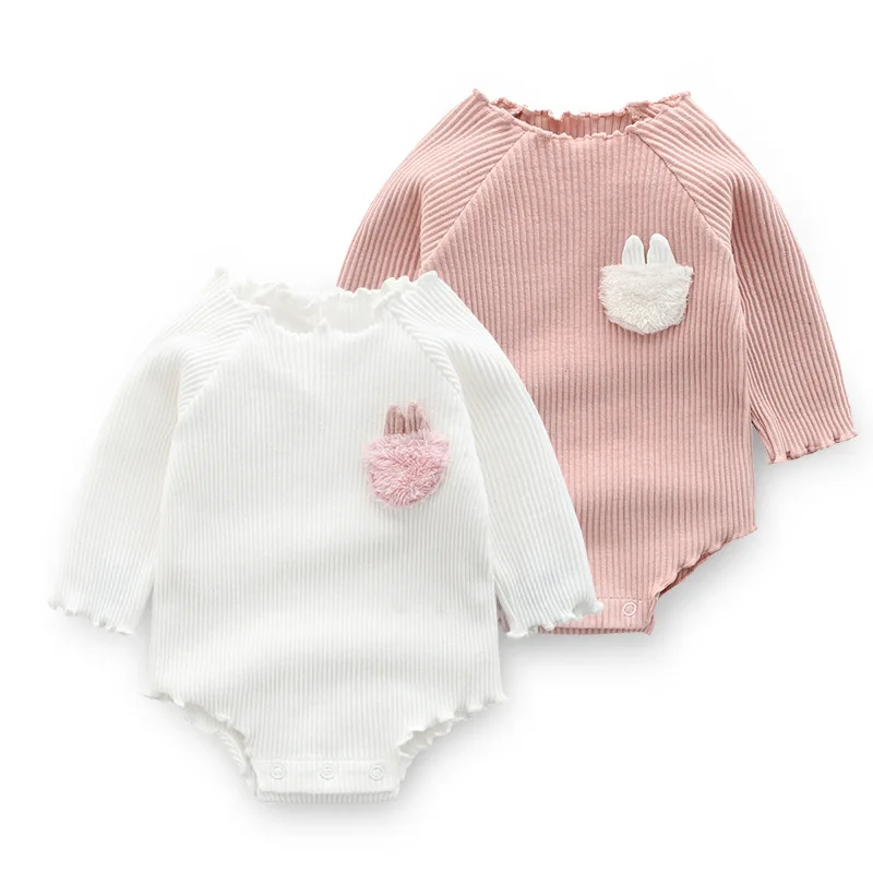 

New Baby Girl Thread Cotton Long Sleeve Bodysuit Toddle Girls Pocket 1piece Body Overall Infant Cute Clothes Born 3m 6m 9m Gift