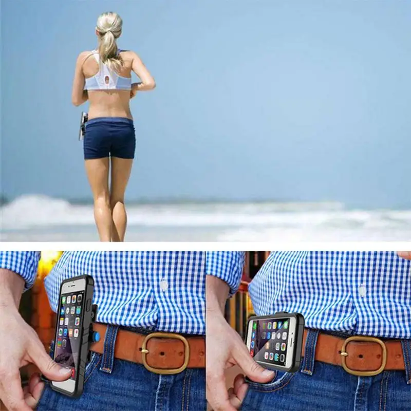 Alloet العمودي العالمي المغناطيس مشبك قفل الهاتف المحمول قوس الرياضة حزام خصر كليب حامل هاتف ل في الهواء الطلق ركوب ل iphone