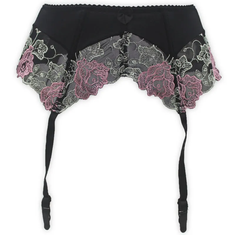 

New Fashion Plus size women's Embroidery Floral blow Metal Buckle Female Sexy Garter Belts for stocking, Vintage Suspender Belts
