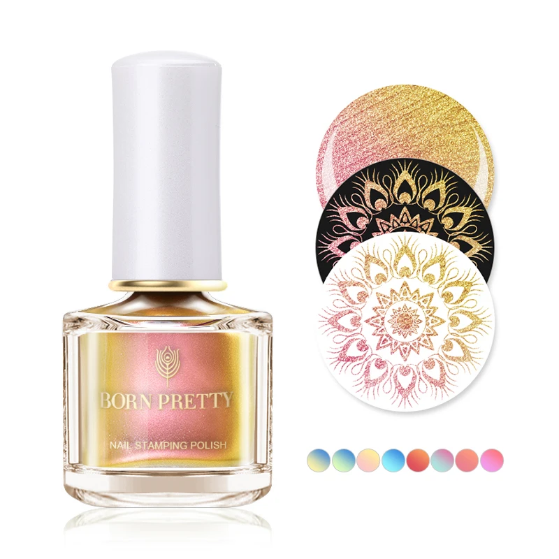 

BORN PRETTY 6ml Chameleon Pearl Stamping Polish Colorful Nail Art Plate Printing Nail Lacquer