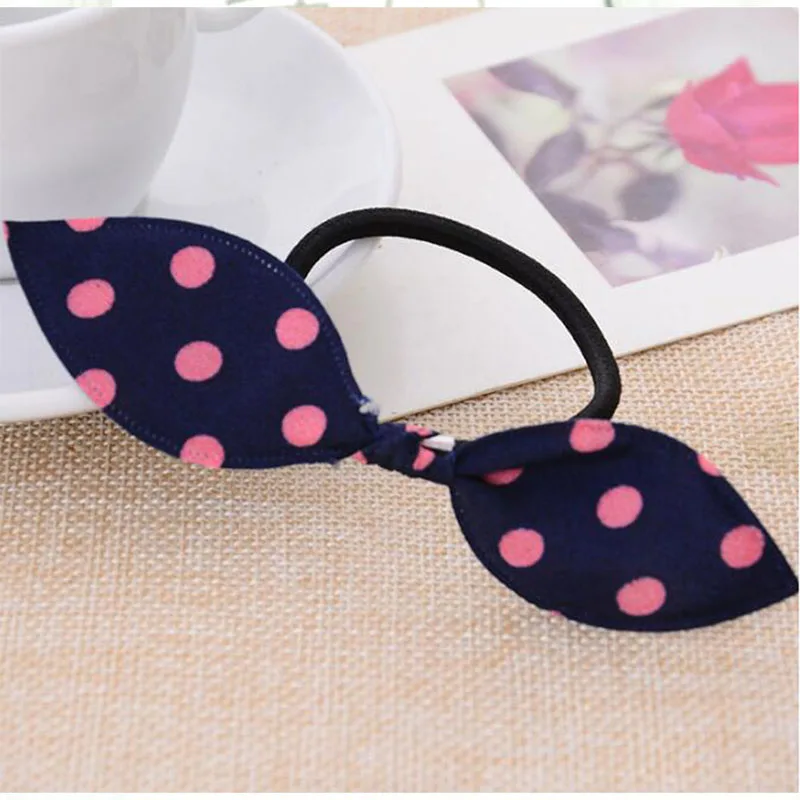

10Pcs Cute Girls Rabbit Bunny Ear Dot Women's Elastic Hair Scrunchie Hair Ropes
