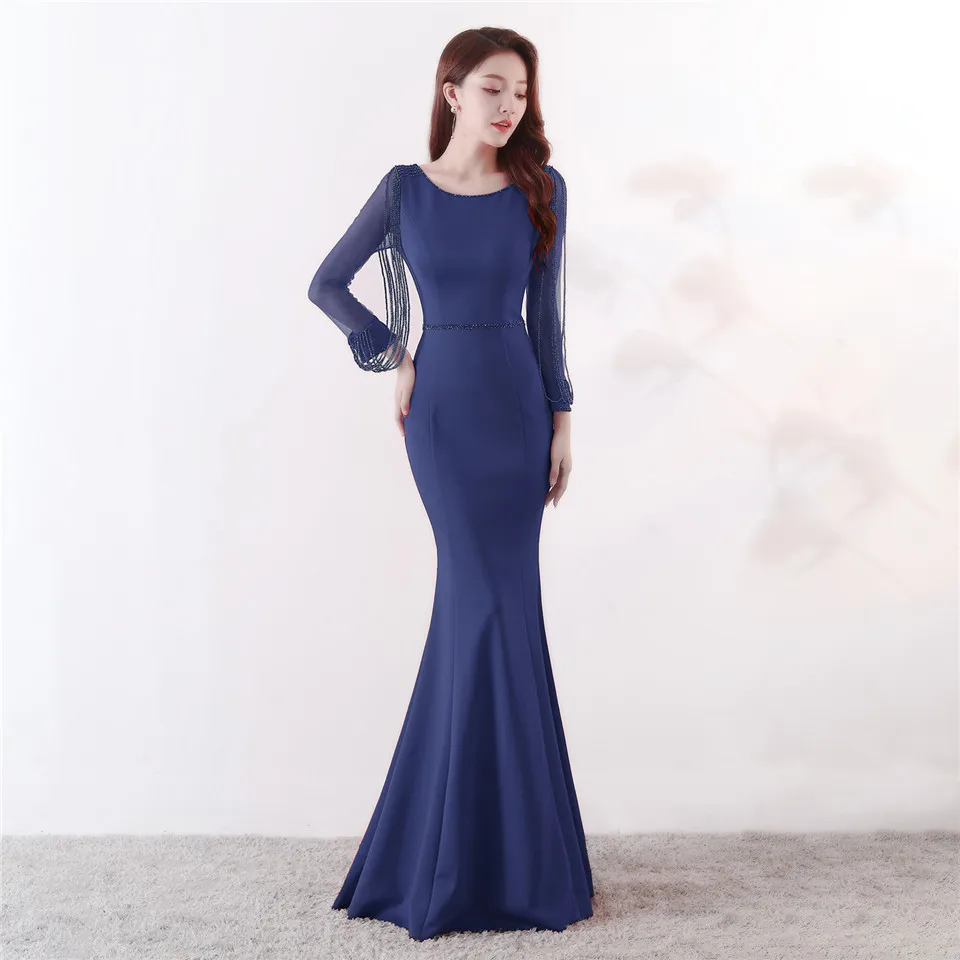 It's Yiiya Muslim Evening dress Long sleeve Zipper back O-neck Empire Party Gowns Elegant Floor-length Beading Prom dresses C100 It's Yiiya Muslim Evening dress Long sleeve Zipper back O-neck Empire Party Gowns Elegant Floor-length Beading Prom dresses C100