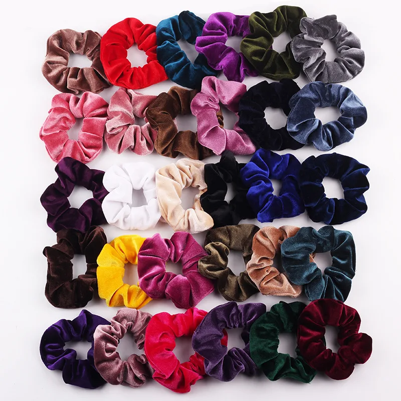 

Fashion Hair Accessories Solid Velvet Hair Scrunchies Gum Ponytail Holder Ruber Bands Women Hair Rope Ties Headband For Girls