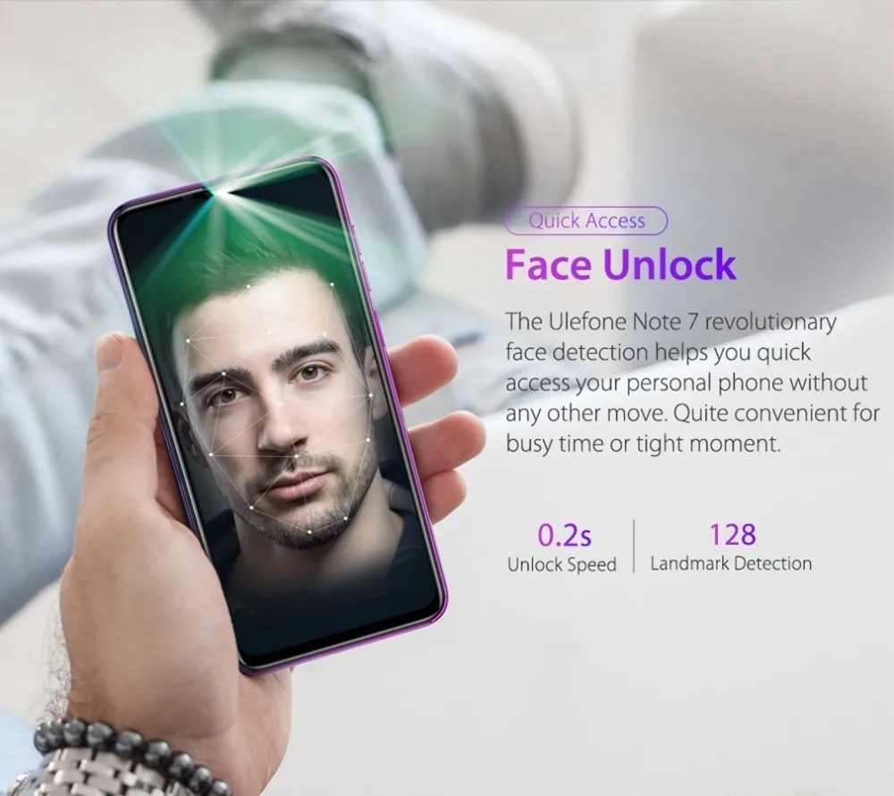 Смартфон Ulefone Note 7 6,1 дюймовый экран капли воды 19:9 1 Гб + 16 Гб четырехъядерный процессор MT6580A 3500 мАч распознавание лица Android GO мобильный телефон