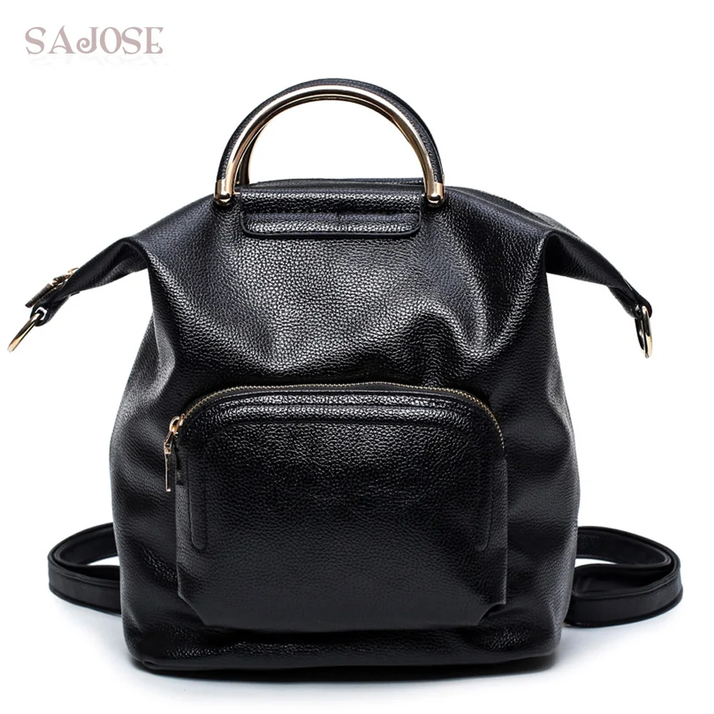 

SAJOSE New 2017 Japan and South Korea fashion laeather backpack Multifunction shoulder bag women totes bag backpacks Designers