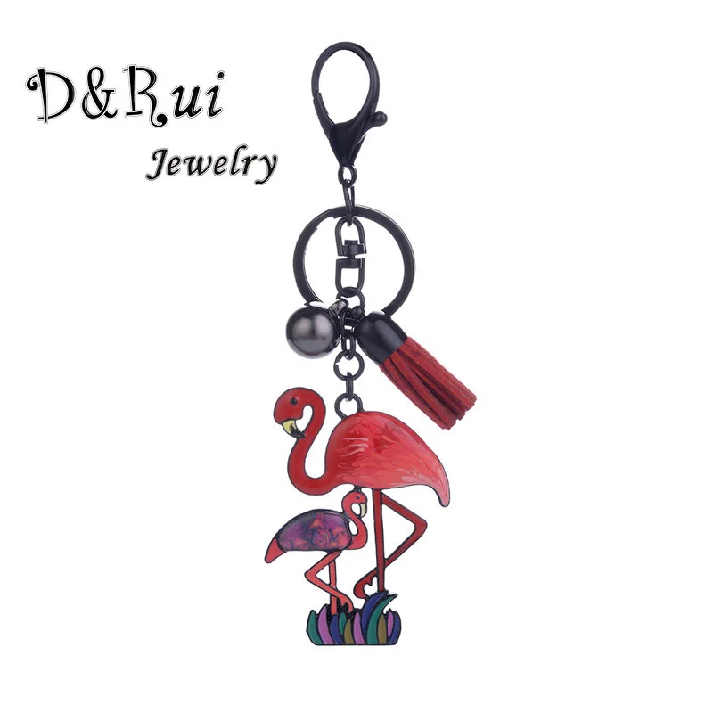 

Flamingo Pendant Key Chain For Women Girls Alloy Enamel Animal Swan Charm Key Ring Female Car Jewelry 2019 New Thanksgiving gift