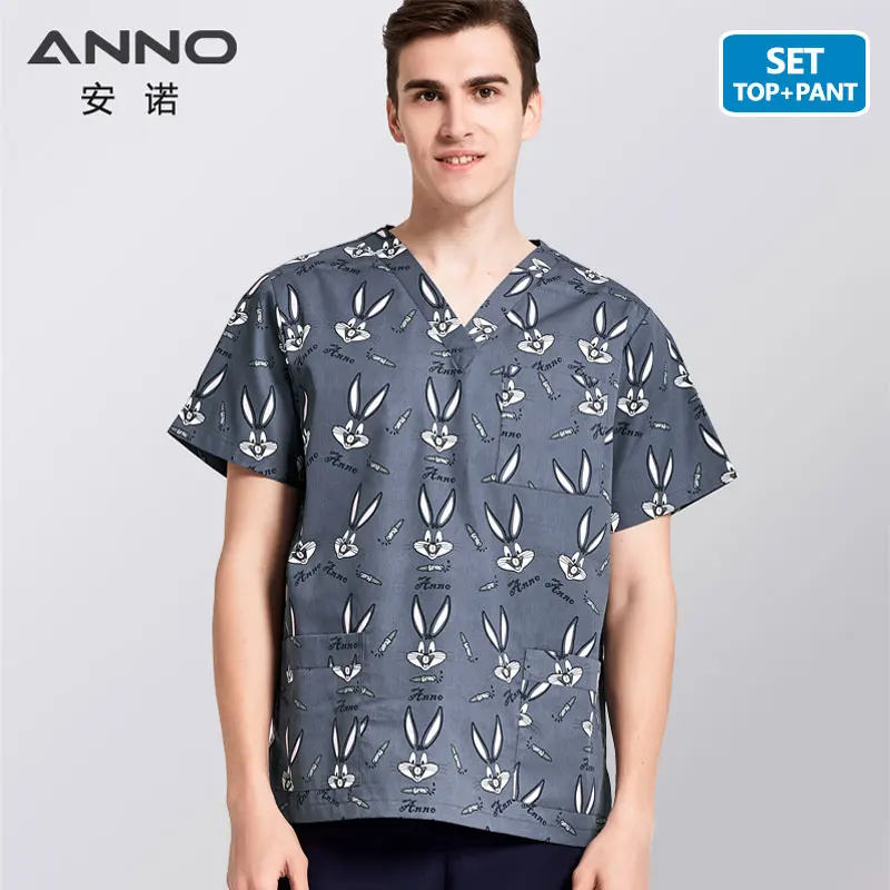 HuiSeTu-Set ANNO 5XL размера плюс 14 цветов медицинские скрабы набор для ухода Униформа медицинская одежда стоматологическая клиника скрабы для ухода для женщин и мужчин унисекс - Цвет: HuiSeTu-Set
