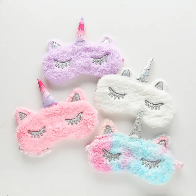 

1pc Lovely Unicorn Plush Eye Mask Anime Glossy Eye Shade Sleep Goggles Cartoon Shading Cat Eye Mask #950