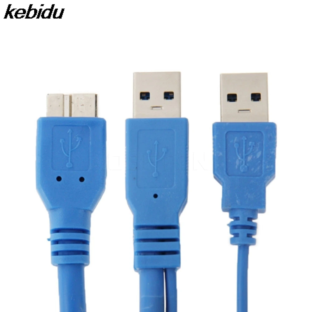 

kebidu 50cm Dual USB 3.0 A to Micro-B USB 3.0 Y Cable for Samsung Galaxy Note 3 III N9000 for HDD Case Computer Cable Connector