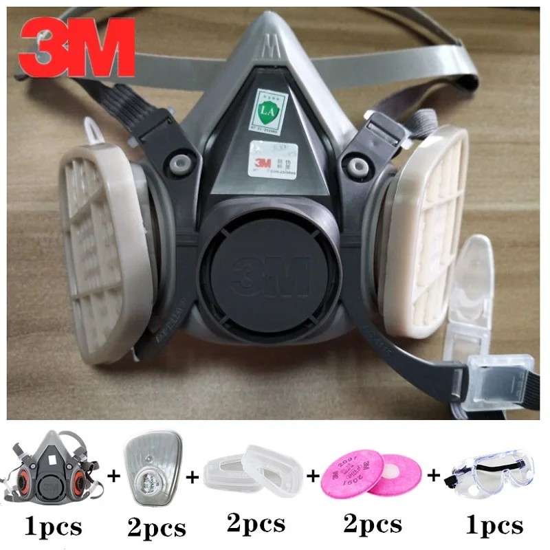 

8 In 1 3M 6200 Dust Mask with SJL Dust Filters 2091 Anti-dust Respirator for Work Painting Spray Particulate PM2.5 Protect Mask