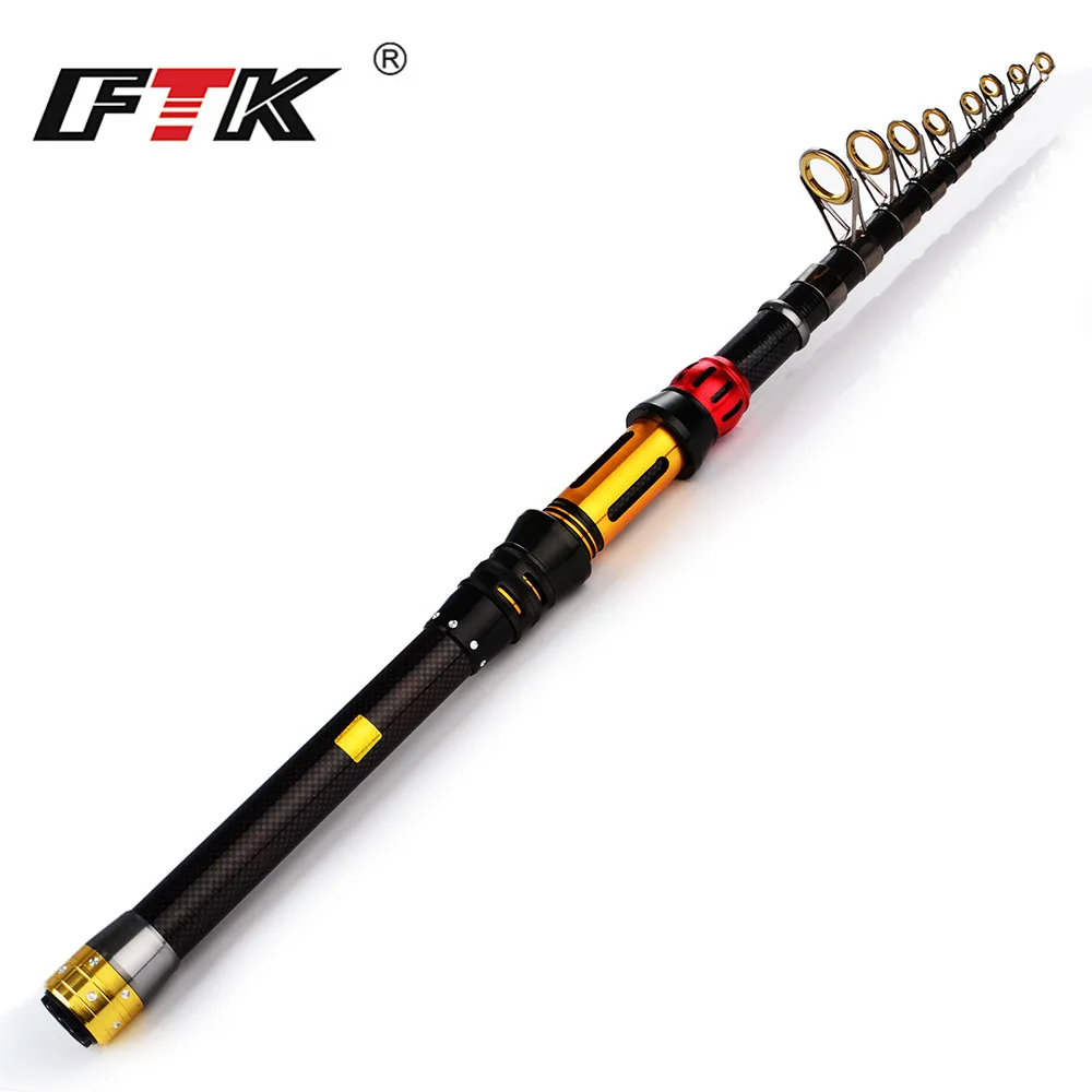 

FTK 24T Carbon Fiber 1.8/2.1/2.4/2.7/3/3.3/3.6M C.W 10-30G Telescopic Fishing Rods Sea Fishing Stick Rods free shipping