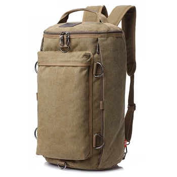 

Men's Canvas Multifunctional Travel Bags Vintage Large Capacity Backpack Retro Satchel Shoulder Rucksack Bucket Bag ZQ-128