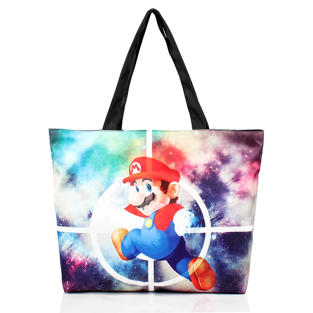 Холщовая Сумка тоут с мультипликационным принтом Super Mario сумка для покупок модные