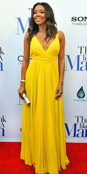2017 Y Inspired By Gabrielle Union Celebrity Dress Yellow 2017 Y Inspired By Gabrielle Union Celebrity Dress Yellow Deep V Neck Chiffon Red Carpet Evening In Dresses From