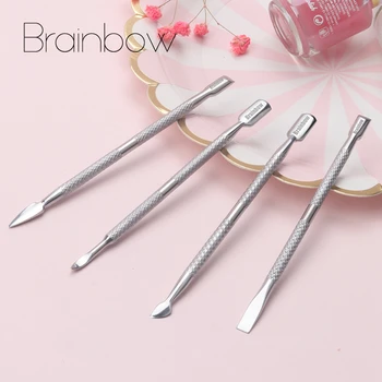 

Brainbow 4pcs/pack Nail Cuticle Pusher Stainless Steel Two Sided UV Gel Cuticle Removal Dead Skin Pusher Nail Art Manicure Tools