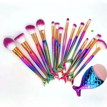 

16PCS Big Mermaid Makeup Brushes Set Foundation Blending Powder Eyeshadow Contour Concealer Blush Cosmetic Beauty Make Up Tool