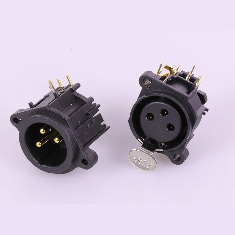Богатые технология Угловые XLR Разъем Черный Пластик 3pin Мужской/Женский Джек