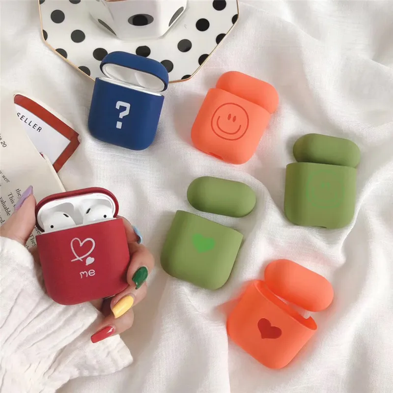 

Cute smiley love For apple airpods case hard shell anti-fall sleeve Bluetooth wireless headset set For airpods 1/2 case
