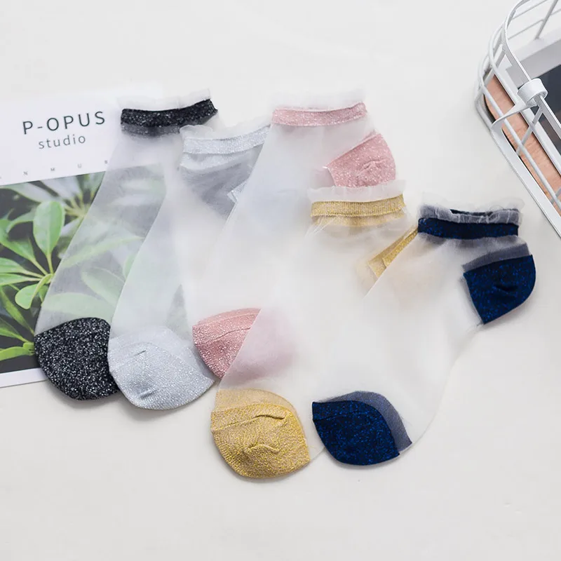 5pair Ladies Boat Socks Thin Crystal Silk Antiskid Slippers Invisible No Show Low Cut Socks for Women Transparent Socks Summer
5pair Ladies Boat Socks Thin Crystal Silk Antiskid Slippers Invisible No Show Low Cut Socks for Women Transparent Socks Summer